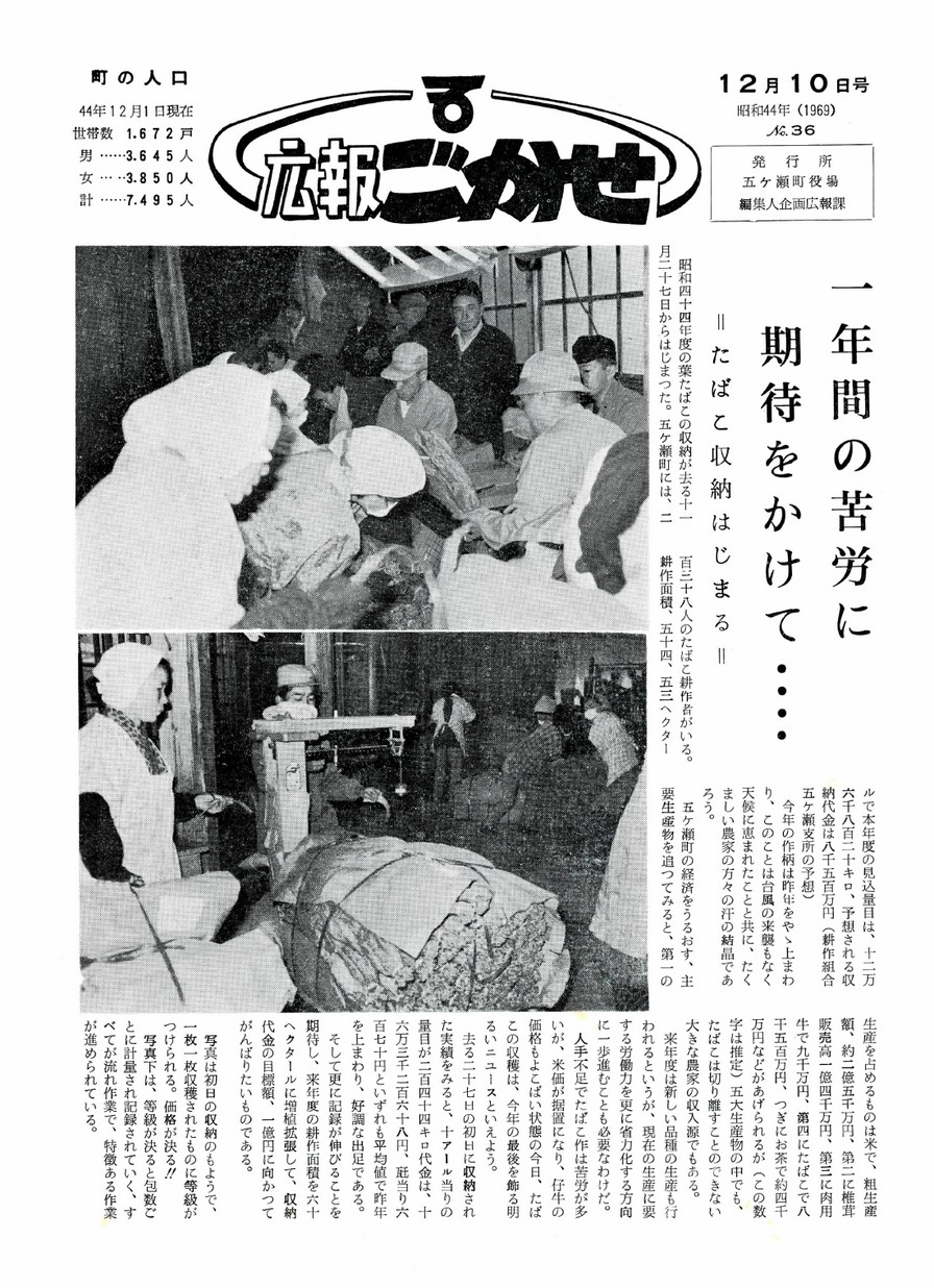 広報ごかせ　No.36　1969年12月10日号の表紙画像