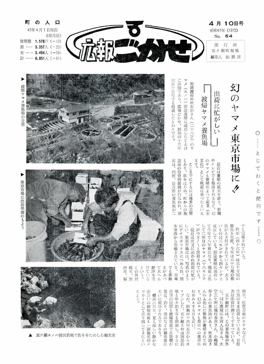 広報ごかせ　No.64　1972年4月10日号の表紙画像